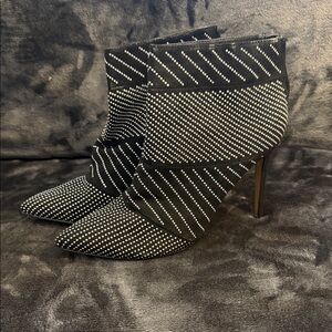 Express Black Rhinestone-Studded Pointed Ankle Boots